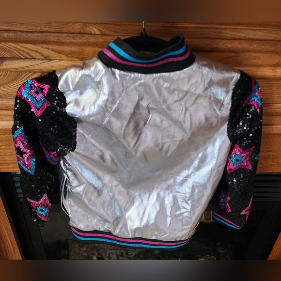 LOL Surprise Girls Bomber Jacket Silver w/ Black Sequin Sleeves 6/6X CHARITY - Picture 3 of 10